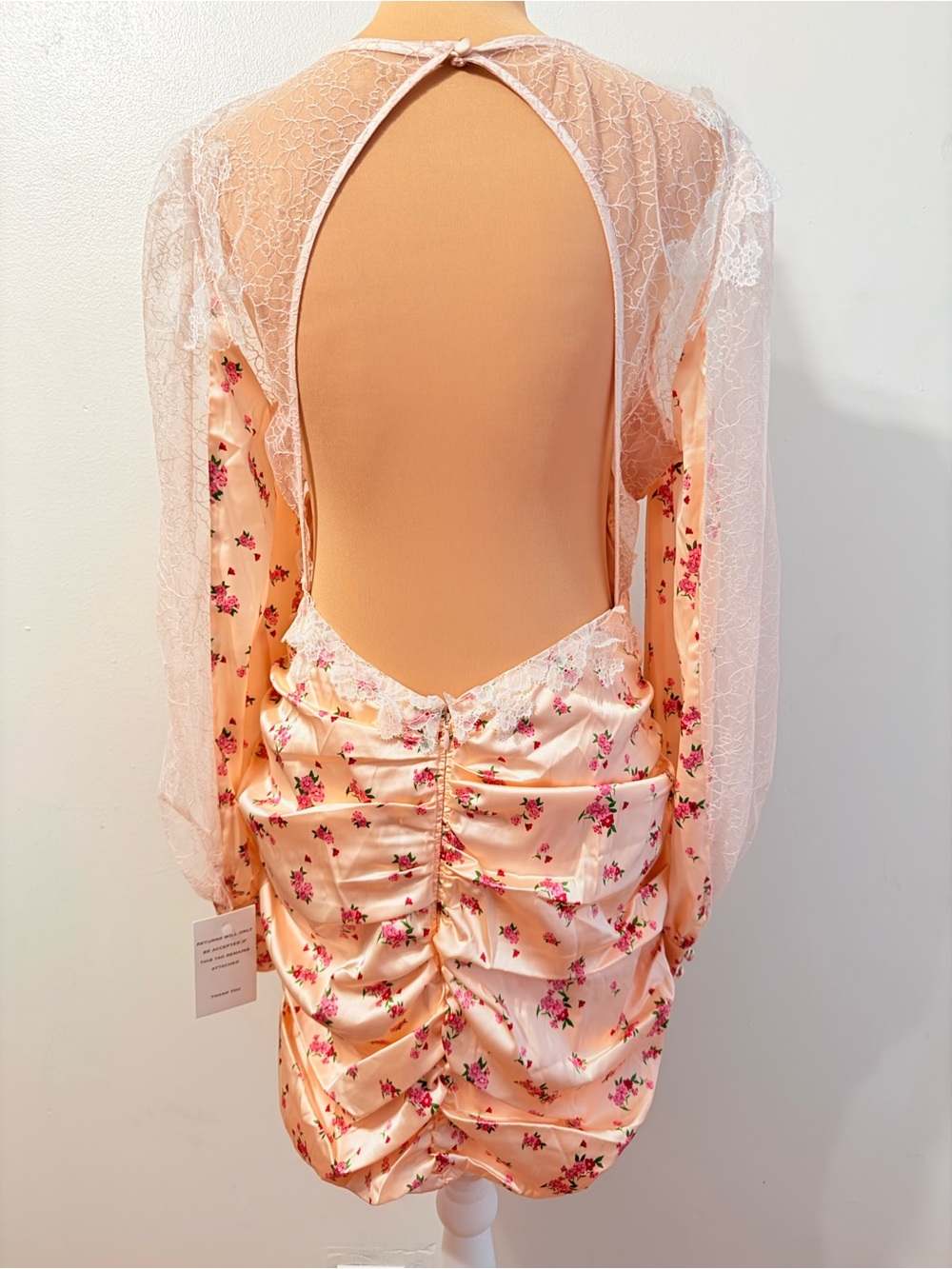 FOR LOVE & LEMONS PEACH PINK ASTER FLORAL MINI DRESS - Picture 3 of 16